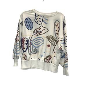J.NNA – Abstract Floral Embroidered Sweatshirt – Ivory Multi – Size Medium